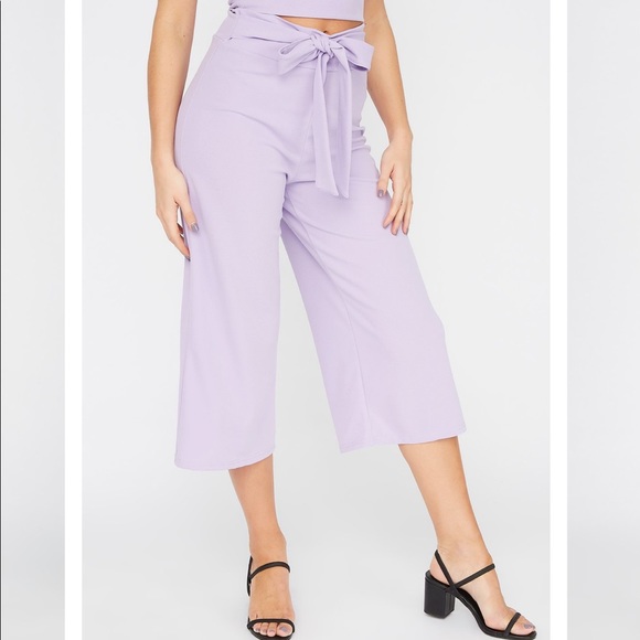 Crepe Pull-Up Self Tie Pant IN BABY BLUE